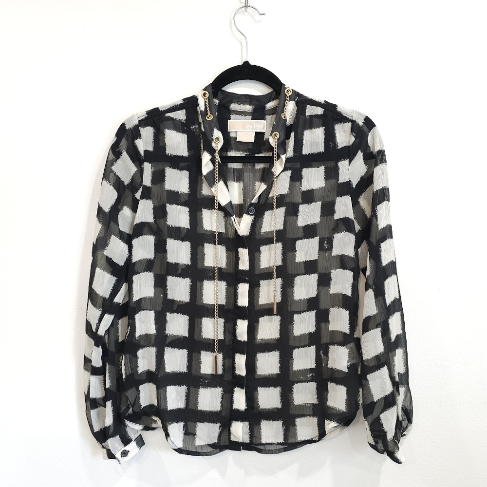 Women's Michael Kors Sheer Button Down Top Size Petite